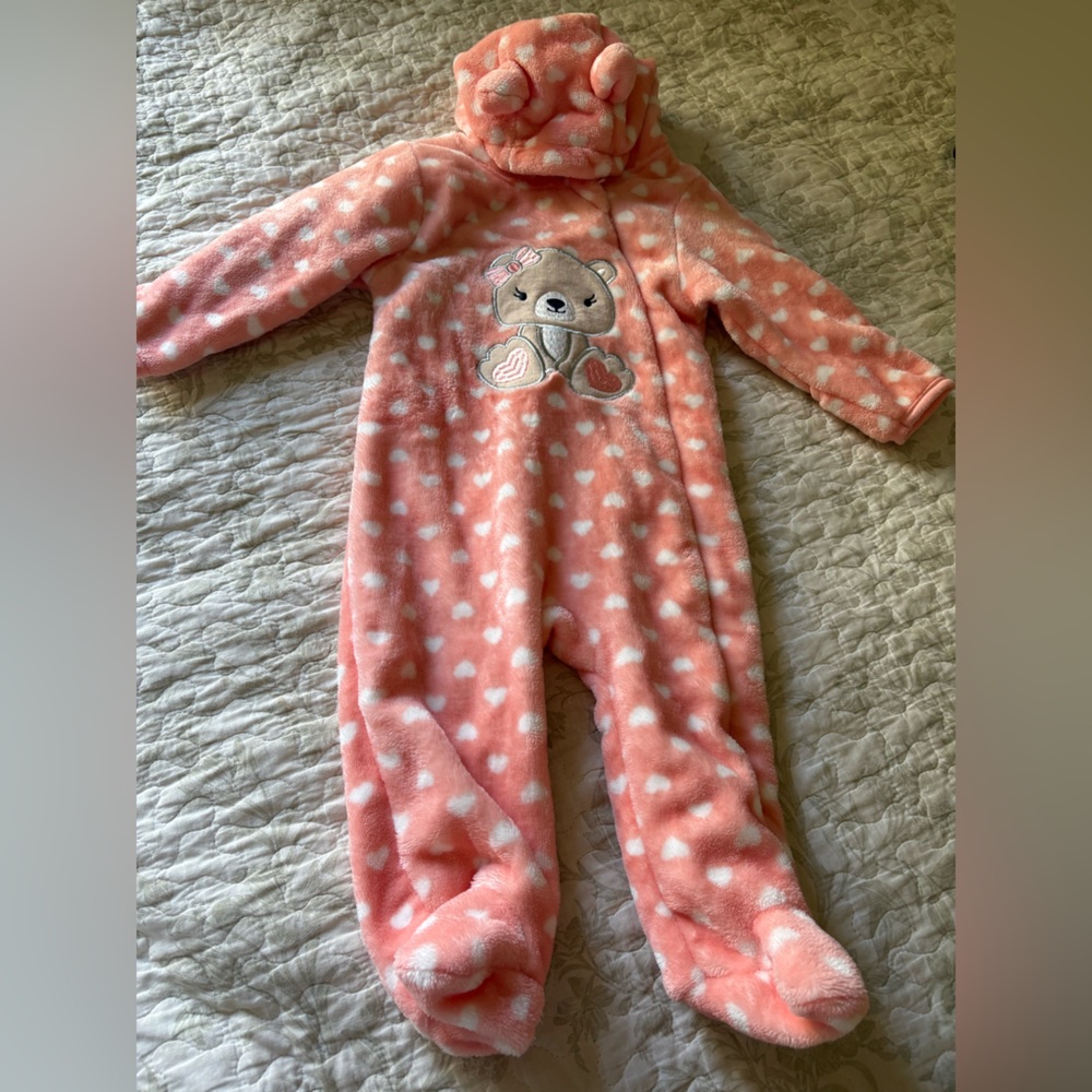 Pink Polka Dot Bear Onesie